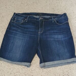 Silver Jeans Dark Blue Rolled Cuff Denim Shorts